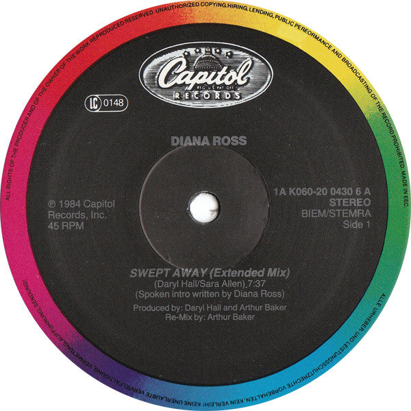 Diana Ross : Swept Away (Extended Mix) (12", Maxi)