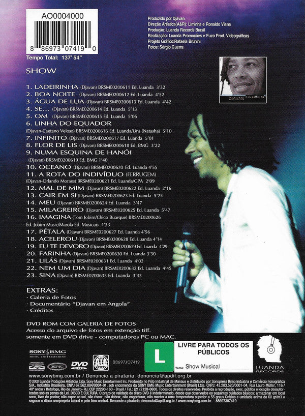 Djavan : Milagreiro Ao Vivo (DVD-V, RE, RP)