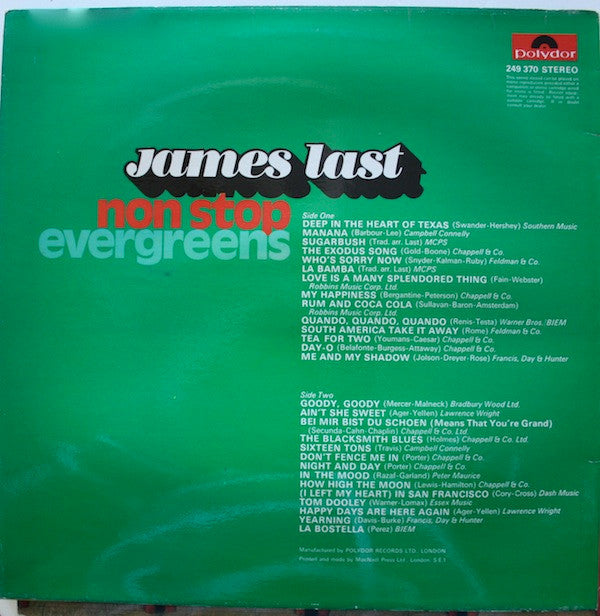 James Last : Non Stop Evergreens (LP)