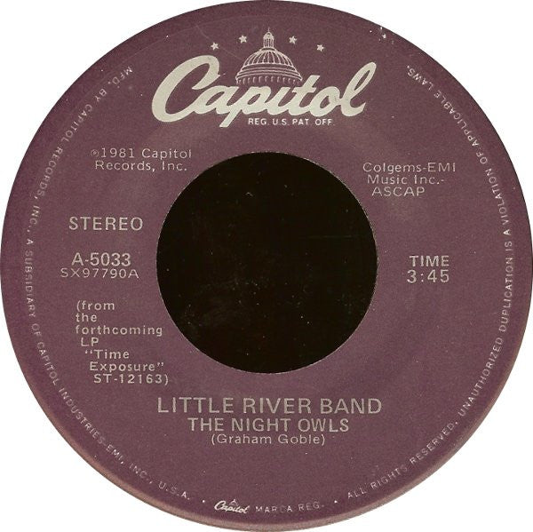 Little River Band : The Night Owls (7", Single, Jac)