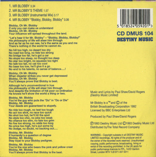 Mr. Blobby : Mr. Blobby (CD, Single, Car)