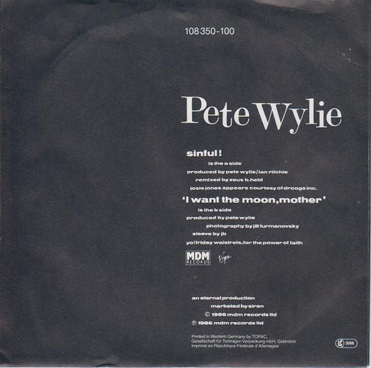 Pete Wylie : Sinful! (7", Single)