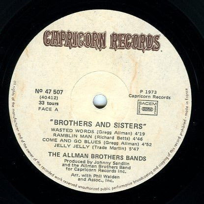 The Allman Brothers Band : Brothers And Sisters (LP, Album, Gat)