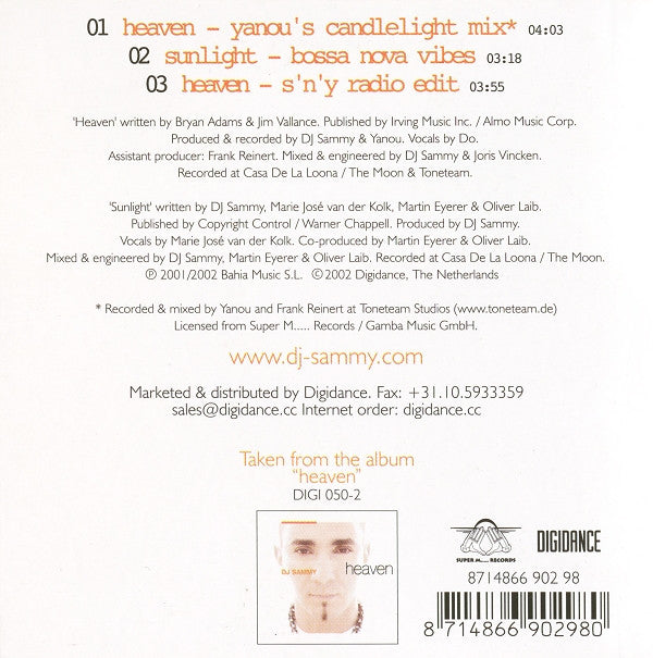 DJ Sammy & Yanou Featuring Do : Heaven (Yanou's Candlelight Mix) (CD, Single, Car)