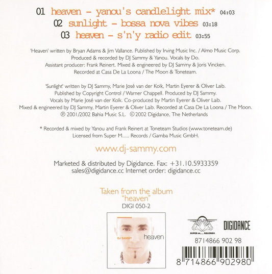 DJ Sammy & Yanou Featuring Do : Heaven (Yanou's Candlelight Mix) (CD, Single, Car)