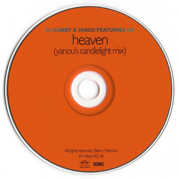 DJ Sammy & Yanou Featuring Do : Heaven (Yanou's Candlelight Mix) (CD, Single, Car)