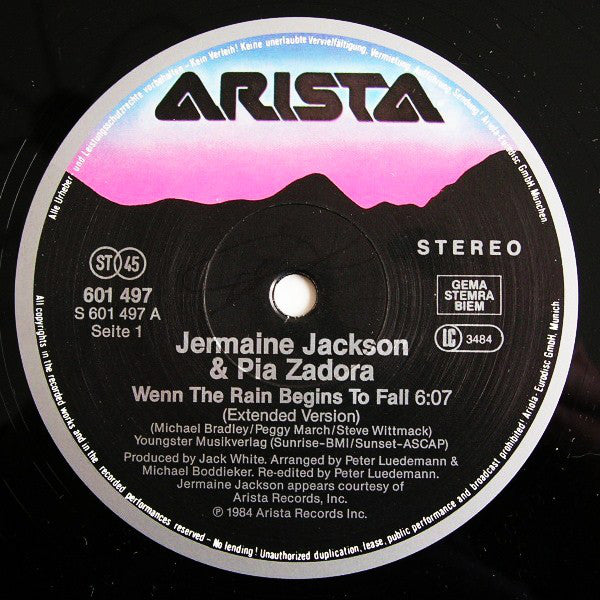 Jermaine Jackson & Pia Zadora : When The Rain Begins To Fall (12", Maxi)