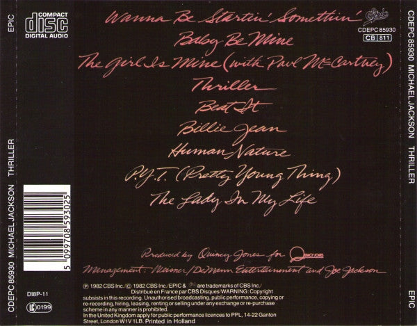 Michael Jackson : Thriller (CD, Album, RE)