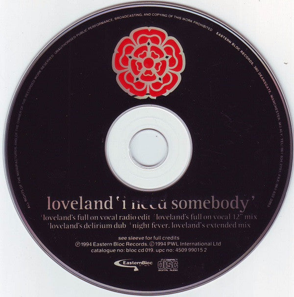 Loveland Featuring The Voice Of Rachel McFarlane : I Need Somebody (CD, Single)