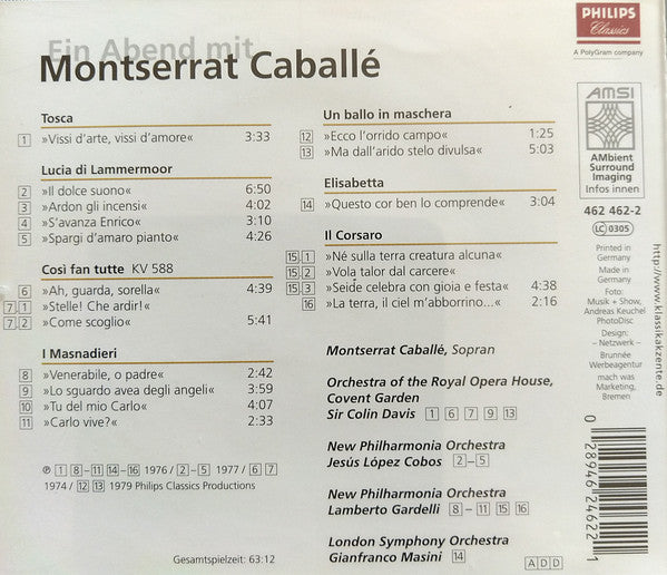 Montserrat Caballé, Jesús López-Cobos, Sir Colin Davis, Lamberto Gardelli, Gianfranco Masini : Ein Abend mit Montserrat Caballé (CD, Comp, RM)