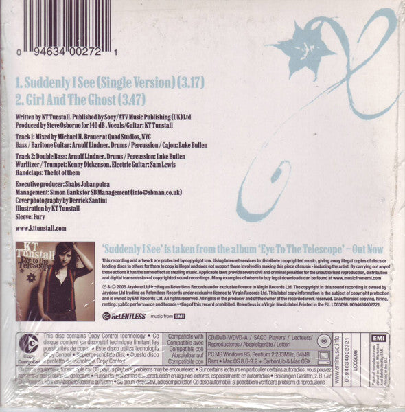 KT Tunstall : Suddenly I See (CD, Single, Copy Prot., Car)