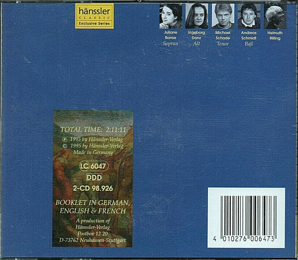 Felix Mendelssohn-Bartholdy - Gächinger Kantorei Stuttgart, Prague Chamber Choir, The Czech Philharmonic Orchestra, Helmuth Rilling : Paulus Op. 36 (2xCD, Album)