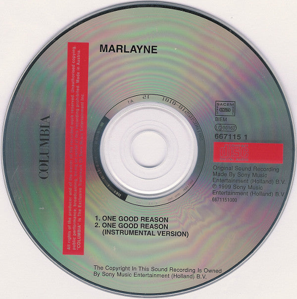 Marlayne : One Good Reason (CD, Single)