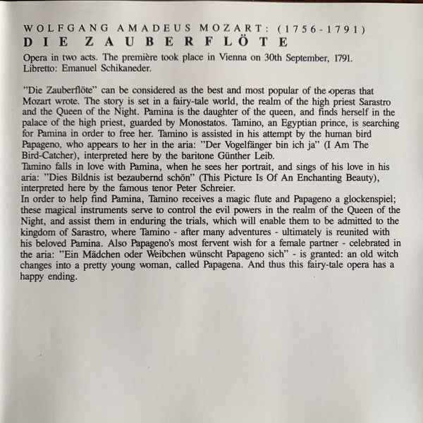 Wolfgang Amadeus Mozart, Staatskapelle Dresden, Theo Adam, Peter Schreier, Sylvia Geszty, Helen Donath : Die Zauberflöte, Highlights (CD, Album)