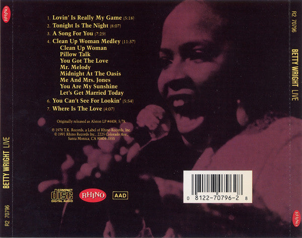 Betty Wright : Betty Wright Live (CD, Album)