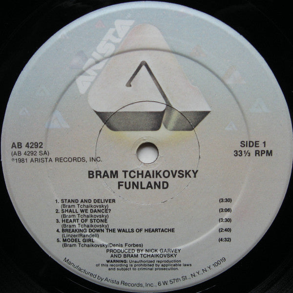 Bram Tchaikovsky : Funland (LP, Album, Hau)