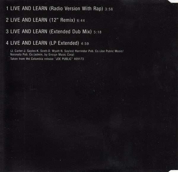 Joe Public : Live And Learn (CD, Maxi)