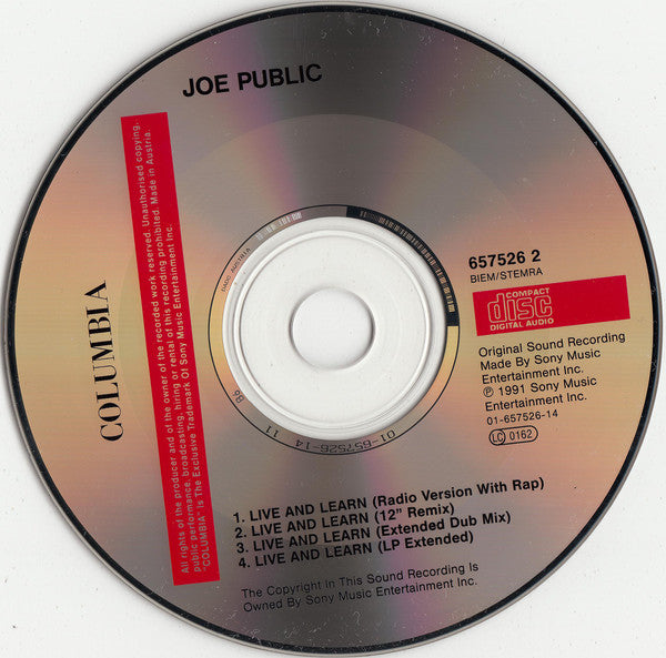 Joe Public : Live And Learn (CD, Maxi)