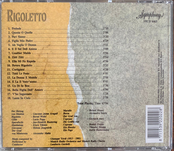Giuseppe Verdi, Münchner Rundfunkorchester, Chor Des Bayerischen Rundfunks, Giacomo Aragall, Bernd Weikl, Lucia Popp : Rigoletto Highlights (CD, Comp)