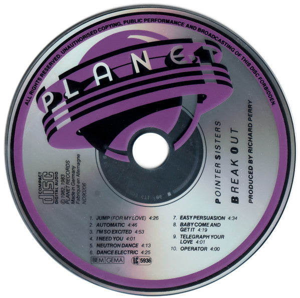 Pointer Sisters : Break Out (CD, Album, RE)