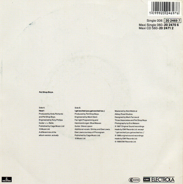 Pet Shop Boys : Heart (7", Single, Chr)