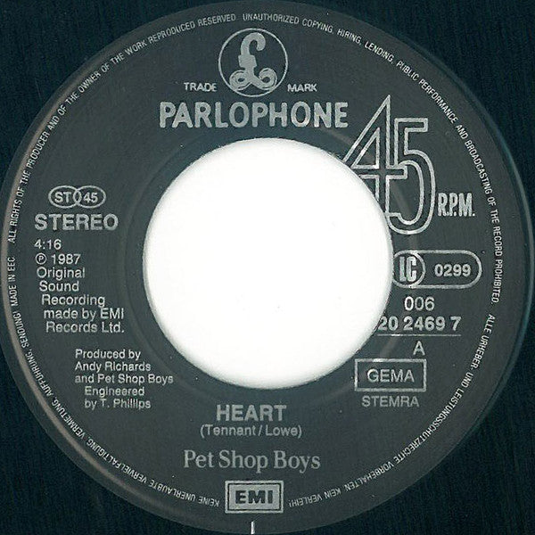 Pet Shop Boys : Heart (7", Single, Chr)