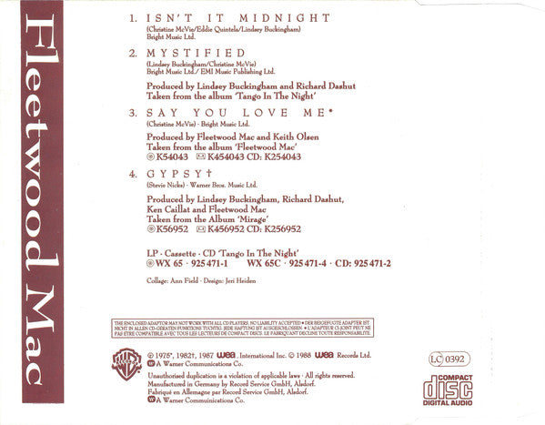 Fleetwood Mac : Isn't It Midnight (CD, Mini, Single)