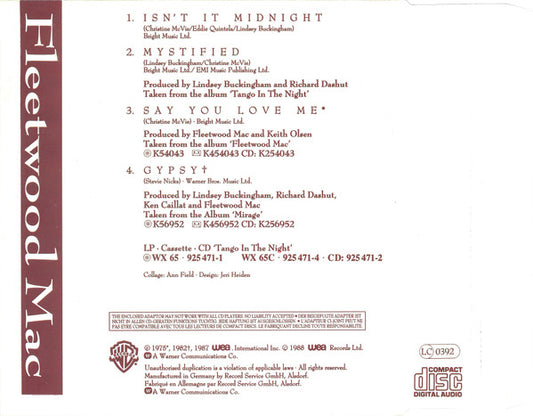Fleetwood Mac : Isn't It Midnight (CD, Mini, Single)