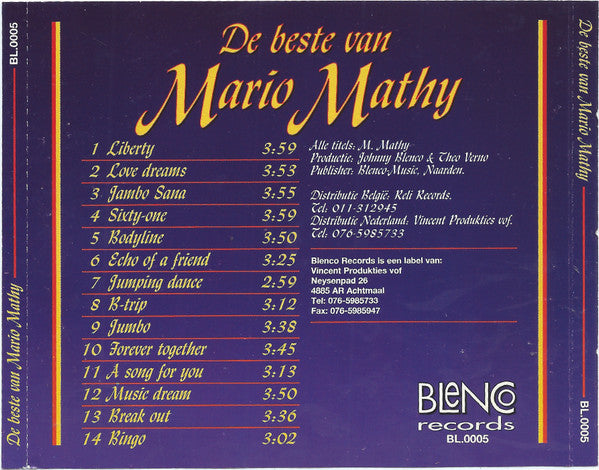 Mario Mathy : De Beste Van (CD, Comp)