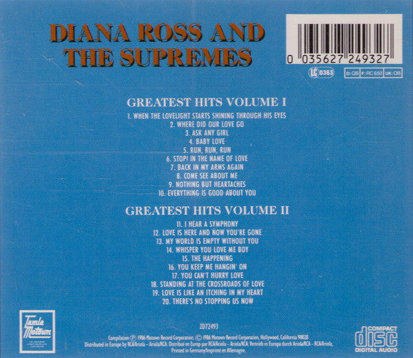 The Supremes : Greatest Hits Volume I / Greatest Hits Volume II     (CD, Comp, RE, RM)