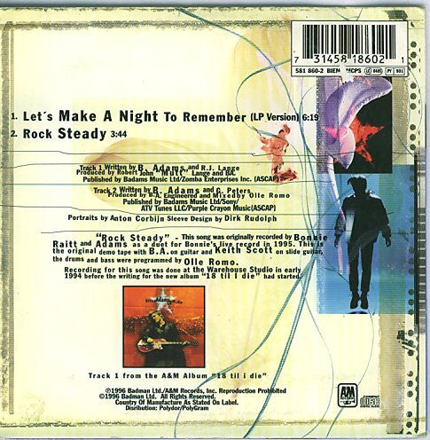 Bryan Adams : Let's Make A Night To Remember (CD, Single)