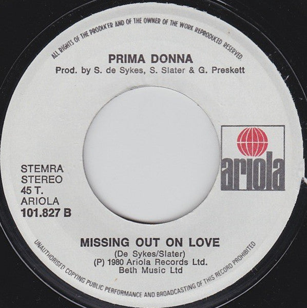 Prima Donna (3) : Love Enough For Two (7", Single)