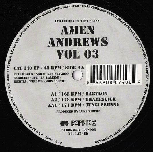 Amen Andrews : Vol 03 (12", EP, Ltd)