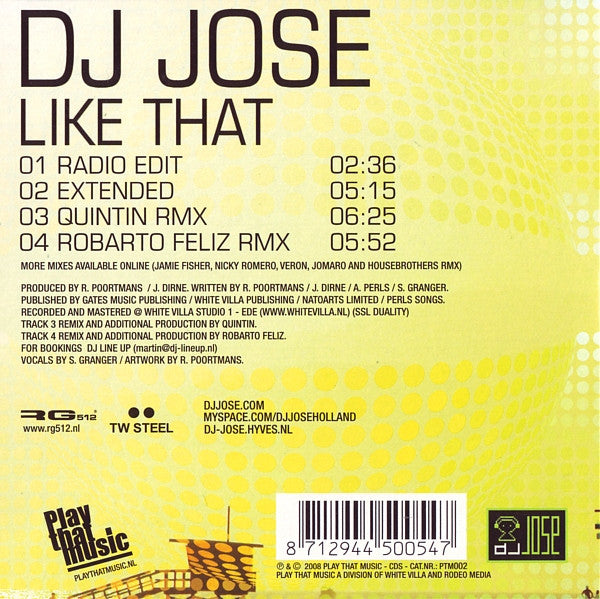 DJ Jose : Like That (CD, Single)