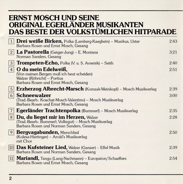 Ernst Mosch Und Seine Original Egerländer Musikanten : Das Beste Der Volkstümlichen Hitparade (CD, Comp, RE)