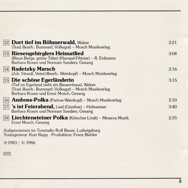 Ernst Mosch Und Seine Original Egerländer Musikanten : Das Beste Der Volkstümlichen Hitparade (CD, Comp, RE)