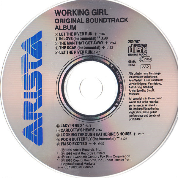 Various : Original Soundtrack Album Working Girl  (CD, Comp)
