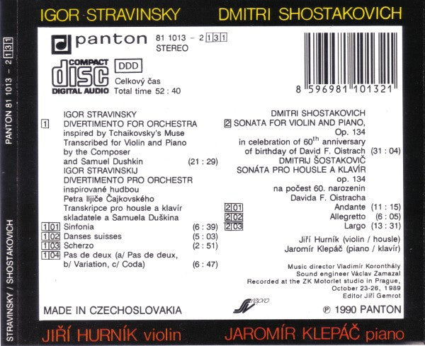 Igor Stravinsky / Dmitri Shostakovich - Jiří Hurník, Jaromír Klepáč : Stravinsky / Shostakovich (CD)