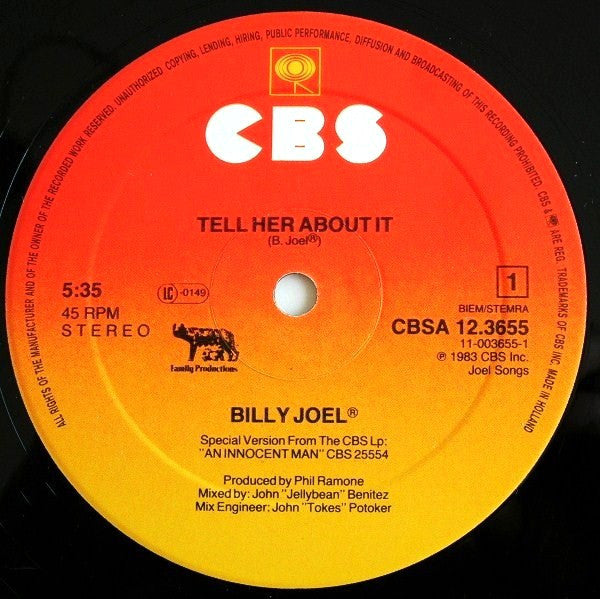 Billy Joel : Tell Her About It (Special Version) (12", Maxi)