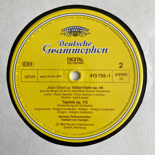 Jean Sibelius / Berliner Philharmoniker, Herbert von Karajan : Finlandia • Valse Triste • Tapiola • Der Schwan Von Tuonela • The Swan Of Tuonela (LP)