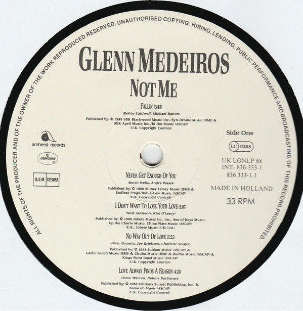 Glenn Medeiros : Not Me (LP)