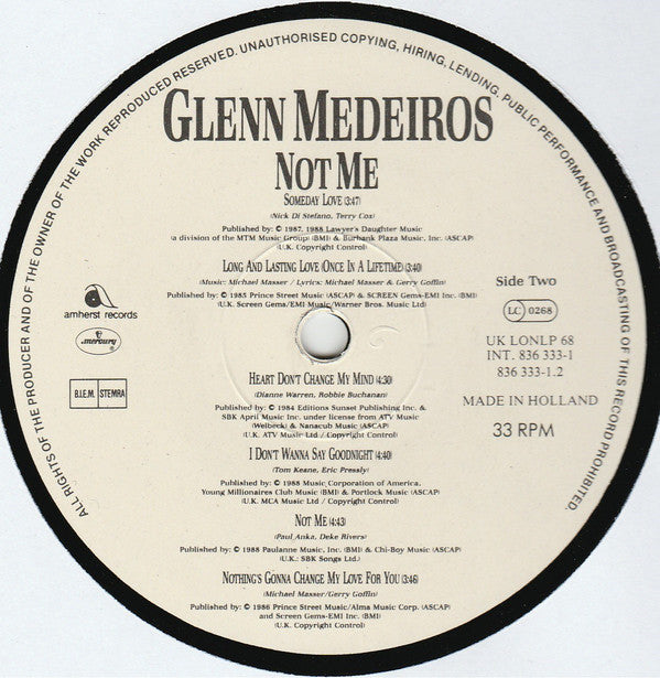 Glenn Medeiros : Not Me (LP)