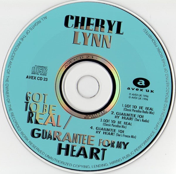 Cheryl Lynn : Got To Be Real / Guarantee For My Heart (CD, Maxi)