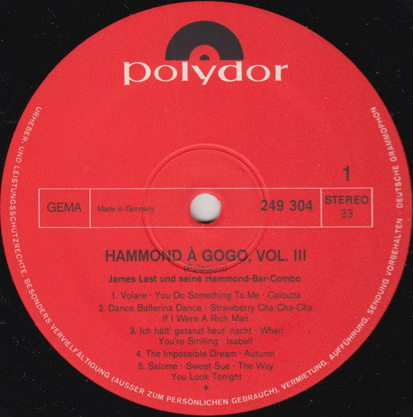 James Last & His Hammond Bar Combo : Hammond À GoGo 3 (LP, Album)