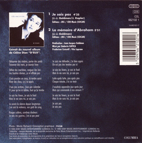 Céline Dion : Je Sais Pas (CD, Single)