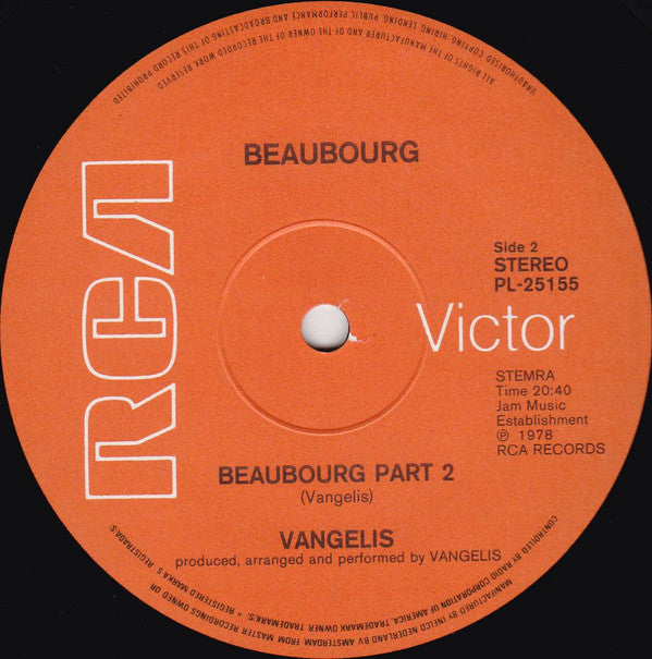 Vangelis : Beaubourg (LP, Album, Gat)