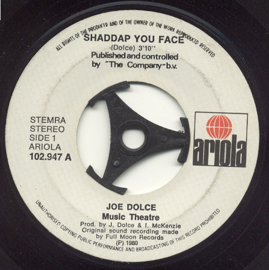 Joe Dolce : Shaddap You Face (7", Single)