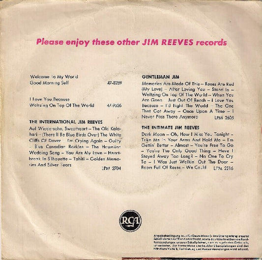 Jim Reeves : I Won't Forget You / A Stranger's Just A Friend (7", Single)