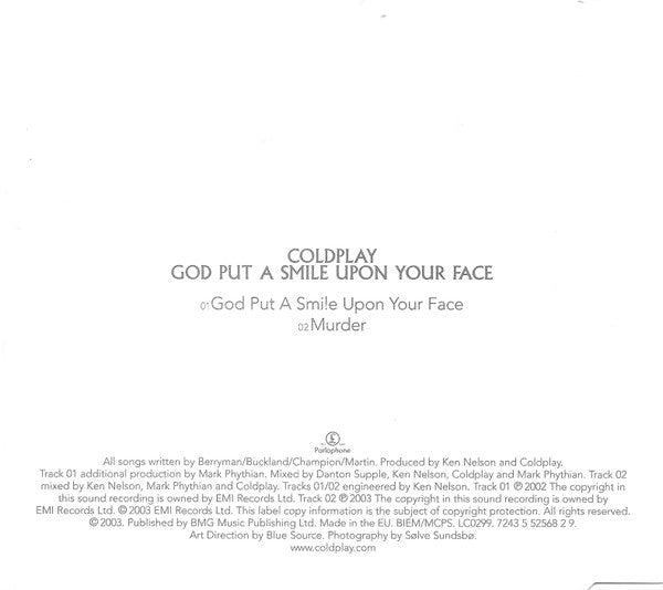 Coldplay : God Put A Smile Upon Your Face (CD, Single)