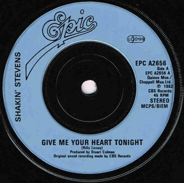 Shakin' Stevens : Give Me Your Heart Tonight (7", Single, Ltd, Pos)